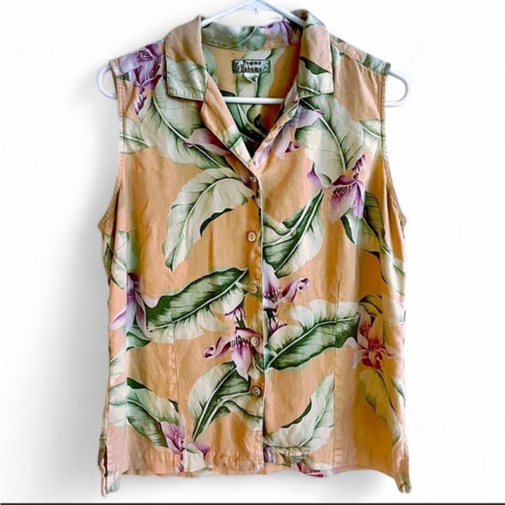 Vintage Tommy Bahama 90s aloha shirt tank top sleeveless size L